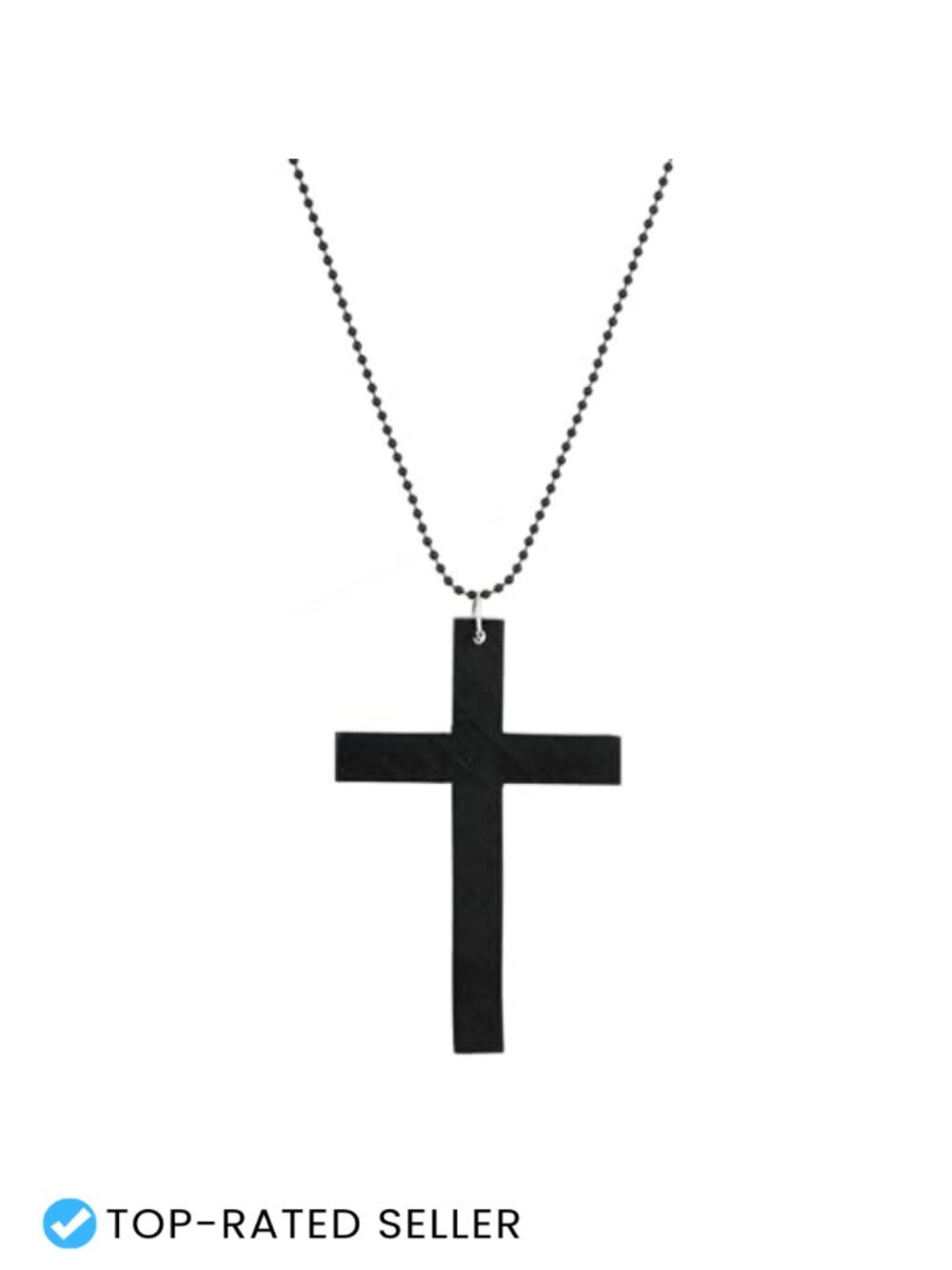 Chunky Wooden Cross Necklace Goth Y2k Ball Chain Pendant